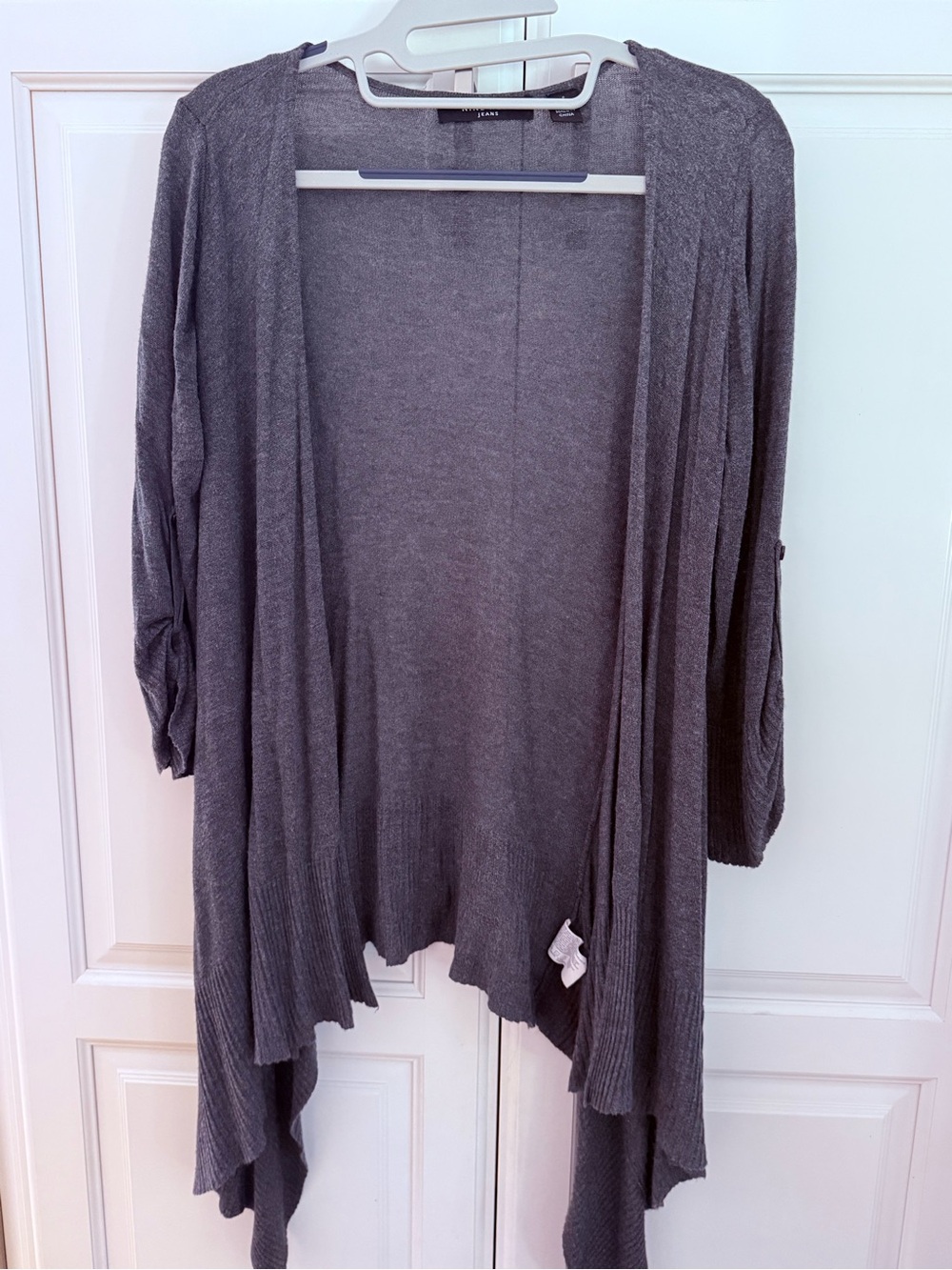 Nine West Gray Draped Open-Front Cardigan